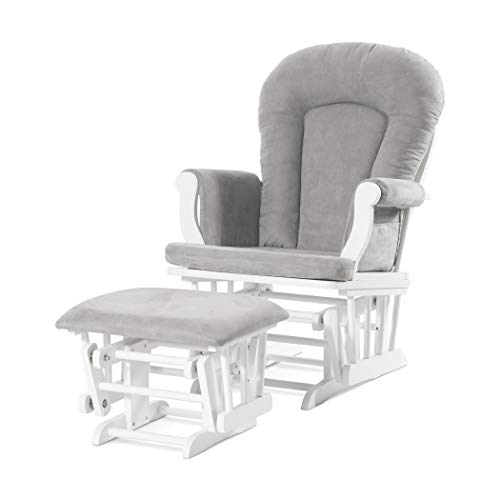 Childcraft Foundations F09470.4613 Gliding Chair & Ottoman - Matte White & Light Gray