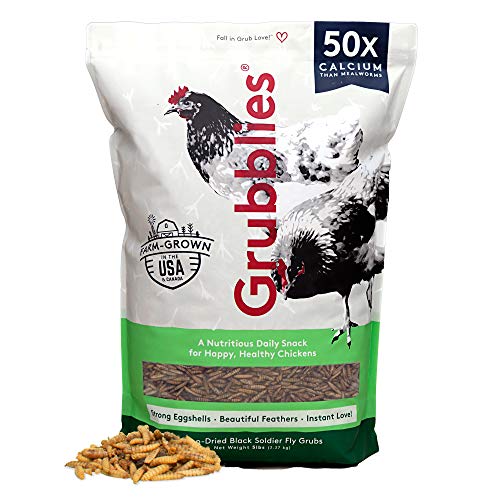 Grubbly Farms Grubblies Natural Grubs for Chickens - Chicken Feed Supplement with 50x Calcium, Healthier Than Mealworms - Black Soldier Fly La