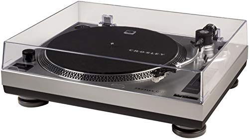 Crosley C100A-Si Belt-Drive Turntable With S-Shaped Tone Arm With Adjustable Counterweight, Silver