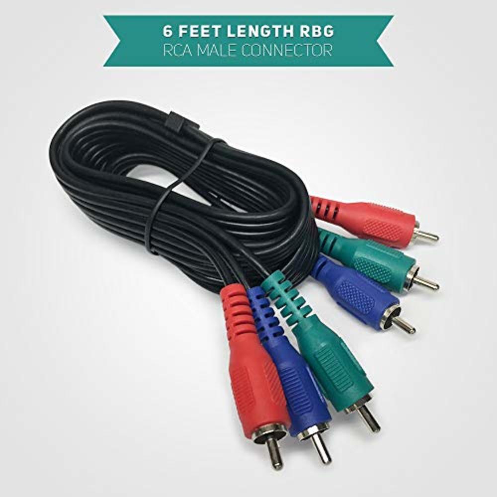RocketBus Component Red Blue Green RCA Plug Connector Video Cord Cable for Monitor TV VCR DVD Player