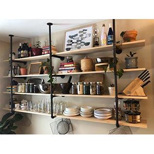 Fodue Industrial Wall Mount Iron Pipe, Open Shelving Brackets Kitchen
