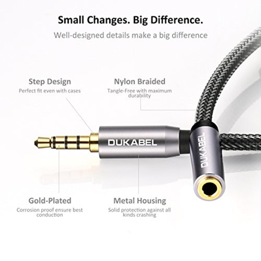 DUKABEL Headphone Extension Cable, 3.5mm Male to Female Stereo Audio Cable Lossless Audio Sound Premium Audio Cord Extension Cab