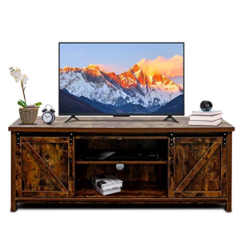 Bizzoelife 60 Inch Barn Door Tv Stand, Tv Console Table 60 Inches Long