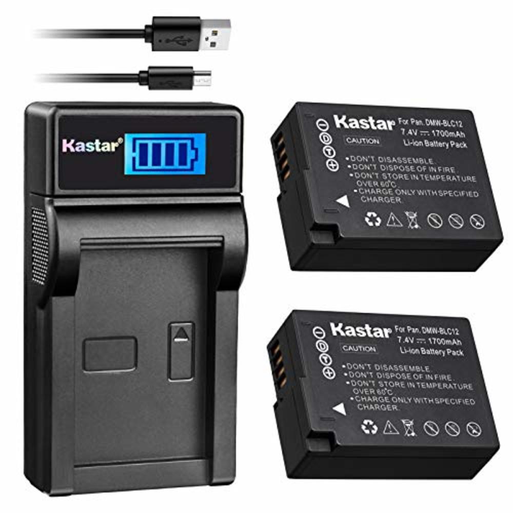 Kastar Hand Tools Kastar Battery (X2) & LCD Slim USB Charger for Panasonic DMW-BLC12, DMW-BLC12E, DMW-BLC12PP and Panasonic Lumix DMC-FZ200, DMC-F