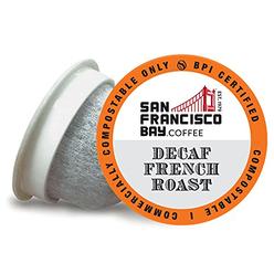San Francisco Bay Co Sf Bay Coffee Decaf French Roast Compostable Coffee Pods, 36 Ct., Dark Roast, Onecup, K-Cup Compatible Including Keurig 2.0, Swi