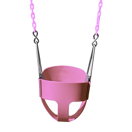 Gorilla Playsets 04-0008-PK/PK Full Bucket Toddler Swing, Pink Bucket, Pink 60 Plastic Coated Chains, 50 lb Capacity