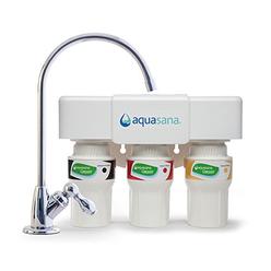 Aquasana 3-Stage Under Sink Water Filter System - Kitchen Counter Claryum Filtration - Filters 99% Of Chlorine - Chrome Faucet -