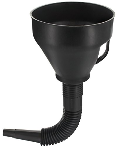 Wekster Wide Mouth Fuel Funnel with Handle - Large Plastic Automotive Funnels, Long Flexible Spout Extension, Removable Mesh Scr