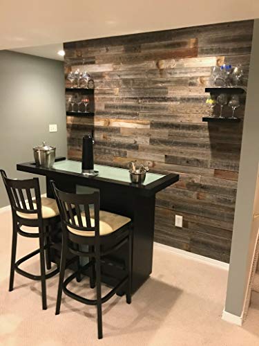 Rockin Wood Real Weathered Wood Planks Walls - Rustic Reclaimed barn Wood Paneling Accent Walls, Easy Nail up Application (10 square feet)