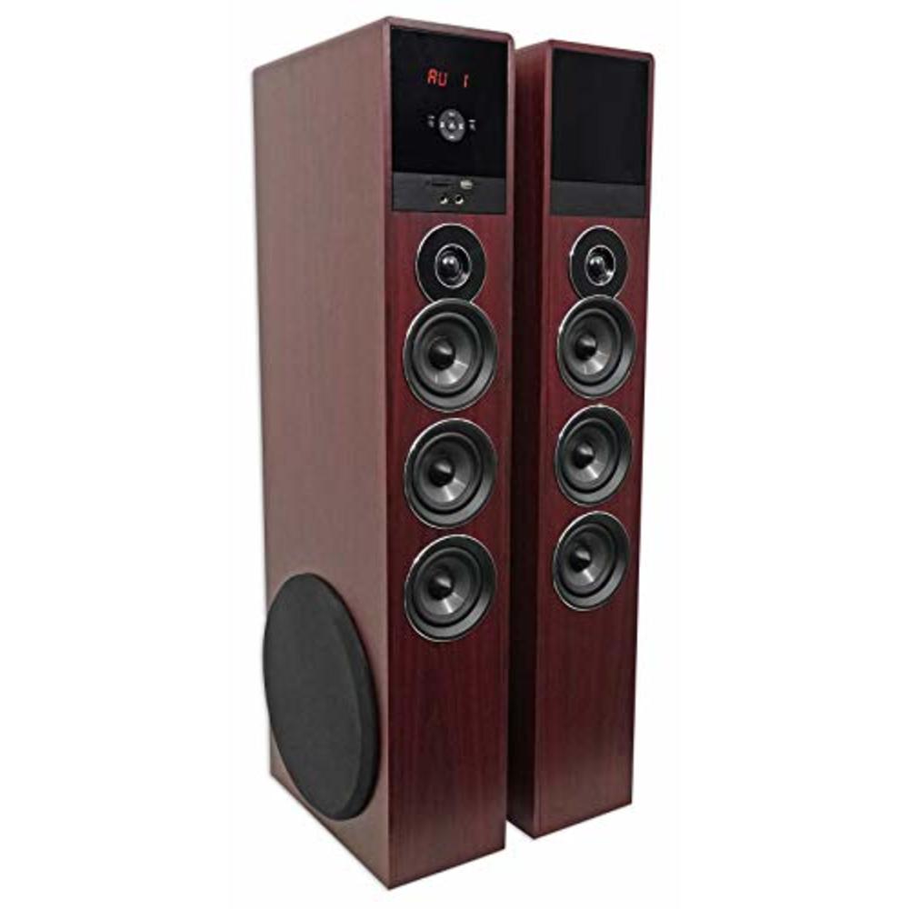 Rockville Tm150C Cherry Powered Home Theater Tower Speakers 10" Sub/Blueooth/Usb