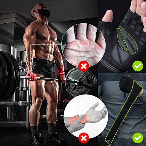 Trideer Padded Weight Lifting Gym Workout Gloves for Men with Wrist Support, Exercise Lifting Gloves, Full Palm Protection & Ext