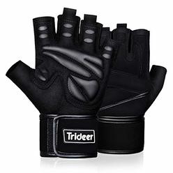Trideer Padded Weight Lifting Gloves, Gym Gloves, Workout Gloves, Rowing Gloves, Exercise Gloves for Powerlifting, Fitness,