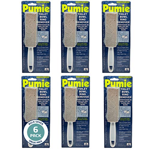 Pumie Toilet Bowl Ring Remover, TBR-6, Pumice Stone with Handle, Removes Toilet Rings; Cleans Sinks; Tubs; Showers, Safe for Por