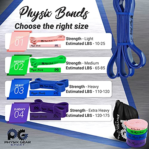 Physix Gear Sport Physix Pull Up Assistance Bands - Looped Resistance Bands, Workout Rubber Bands for Exercise HIIT Muscle Toning Stretching Power