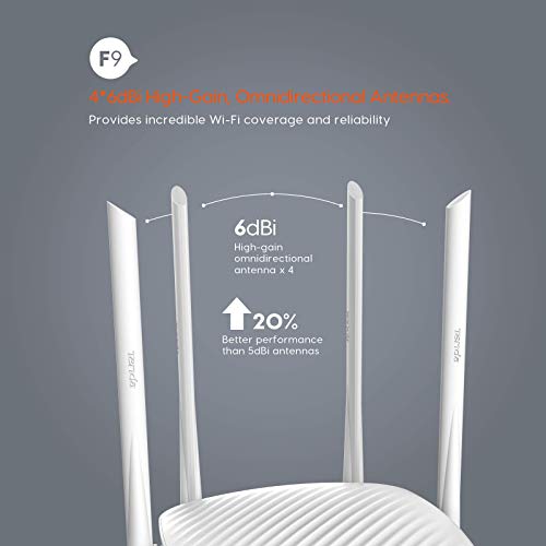 Tenda Whole-Home Coverage Wifi Router With 4 X High-Gain Omnidirectional Antennas/Beamforming+/Easy Setup/App Contr