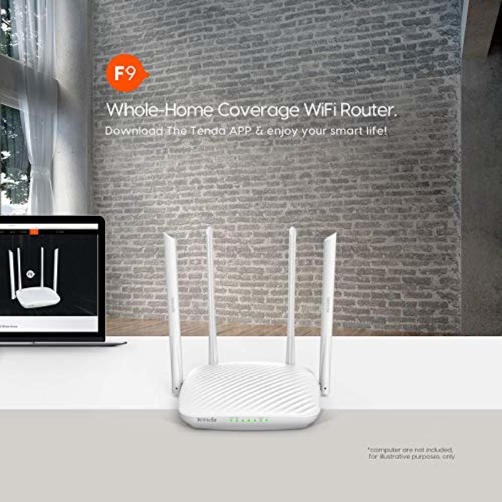 Tenda Whole-Home Coverage Wifi Router With 4 X High-Gain Omnidirectional Antennas/Beamforming+/Easy Setup/App Contr