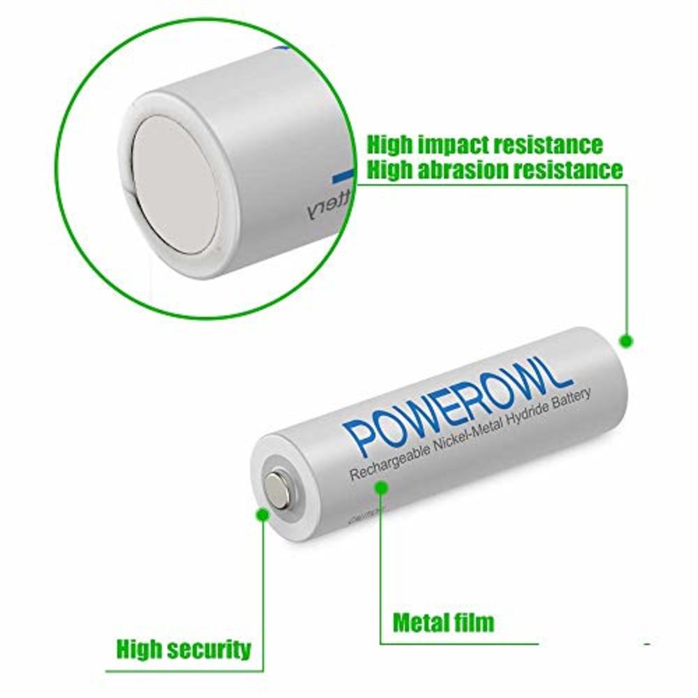 Powerowl AAA Rechargeable Batteries, POWEROWL Rechargeable AAA Batteries 1000mAh High Capacity 1.2V NiMH Low Self Discharge Rechargeable 