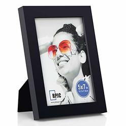 RPJC 5x7 Picture Frames Made of Solid Wood High Definition Glass for Table Top Display and Wall Mounting Photo Frame Black
