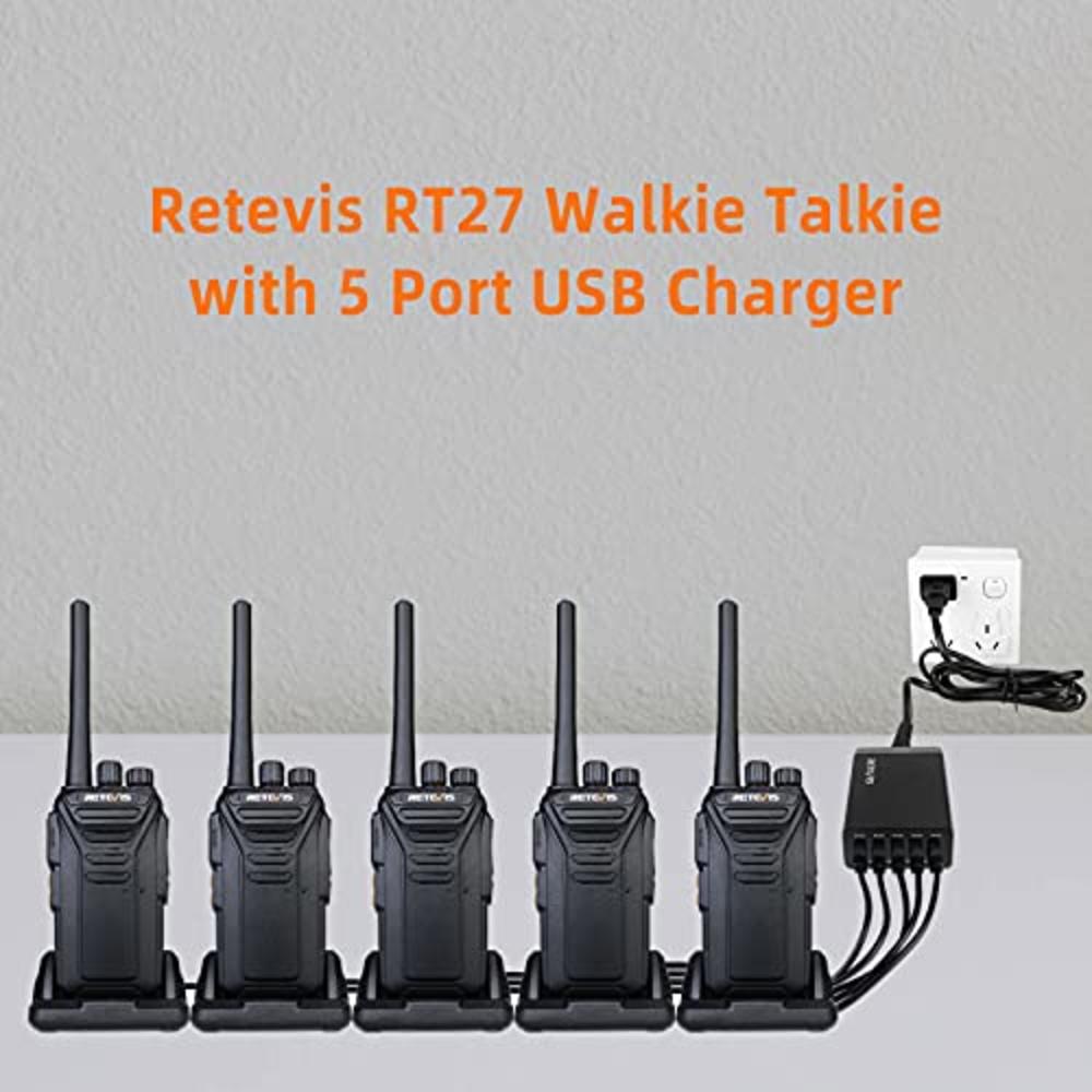 Retevis Rt27 Two Way Radios Long Range Rechargeable,Walkie Talkies For Adults,Vox Hands Free,Heavy Duty 2 Way Radio With 5-Port 
