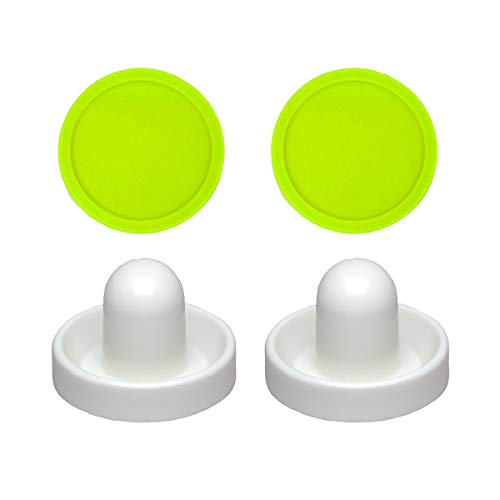 suzo happ 2 Commercial Hockey Fluorescent White Goalies with 2 Large Green Air Pucks