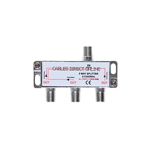 Cables Direct Online 3 Way Bi-Directional 5-2300 Mhz Coaxial Antenna Splitter For Rg6 Rg59 Coax Cable Satellite Hdtv (3 Ports)