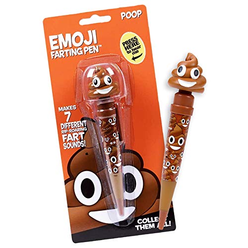 Our Friendly Forest Farting Poop Emoji Pen - Makes 7 Funny Fart Sounds - Cute Smiling Poop Face Emoticon Ballpoint Pens - Talking Joke Toy for Teen 