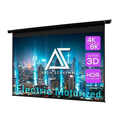 Akia Screens 104 Inch Motorized Electric Remote Controlled Drop Down Projector Screen 4:3 8K 4K Hd 3D Retractable Ceiling Wall M