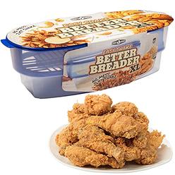 Cooks Choice Original Better Breader Batter Bowl- All-in-One Mess Free Breading Station Tray for at Home or On-the-Go Clear/Blue