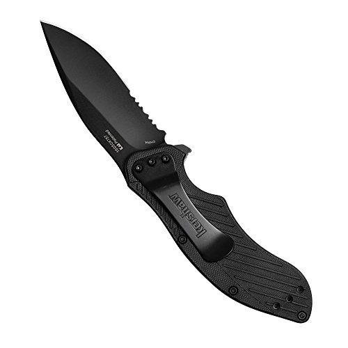 Kershaw Clash Pocket Knife, Black Serrated (1605CKTST); 3.1” Stainless Steel Blade with Black-Oxide Coating; Glass-Filled Nylon 