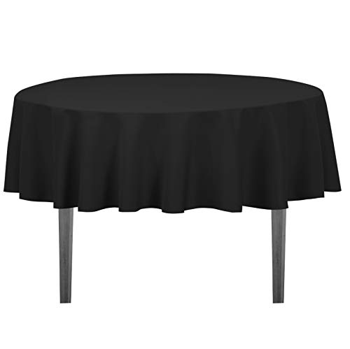 LTC LINENS LinenTablecloth 70-Inch Round Polyester Tablecloth Black