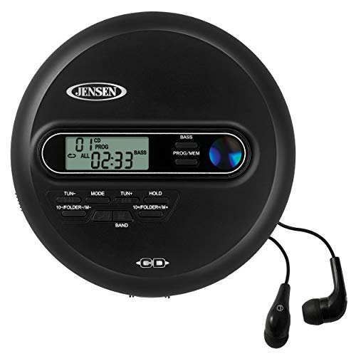 Jensen Portable Cd Player Personal Cd/Mp3 Player + Am/Fm Radio + With Lcd Display Bass Boost 60-Second Anti Skip Cd R/Rw/Compati