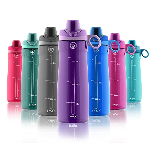 Pogo BPA-Free Plastic Water Bottle with Chug Lid, Purple, 32 oz.