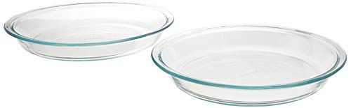 Pyrex 6001003 Glass Bakeware Pie Plate 9 x 1.2 Pack of 2, 5.2, Clear