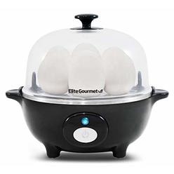 Elite Gourmet EGC-007B Easy Electric 7 Egg Capacity Soft, Medium, Hard-Boiled, Poacher, Omelet Cooker with Auto Shut-Off and Buz