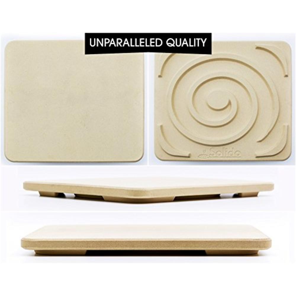 Solido #1 Pizza Stone - Baking Stone. SOLIDO Rectangular 14x16 - Perfect for Oven, BBQ and Grill