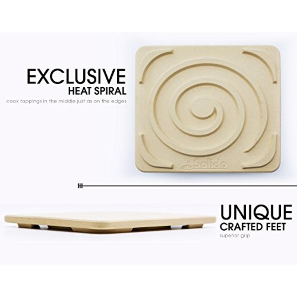 Solido #1 Pizza Stone - Baking Stone. SOLIDO Rectangular 14x16 - Perfect for Oven, BBQ and Grill