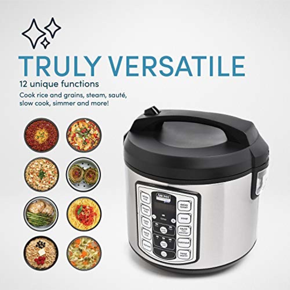 Aroma Housewares ARC-5000SB Digital Rice, Food Steamer, Slow, Grain Cooker, Stainless Exterior/Nonstick Pot, 10-cup uncooked/20-