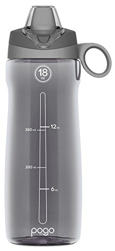 Pogo BPA-Free Tritan Plastic Water Bottle with Soft Straw, 40 Oz, Grey