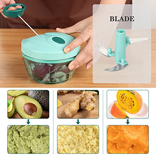 Cambom Manual Food Chopper, Hand Pull String Vegetable Chopper Onions Chopper, Durable BPA free food safe material (2 Cup)