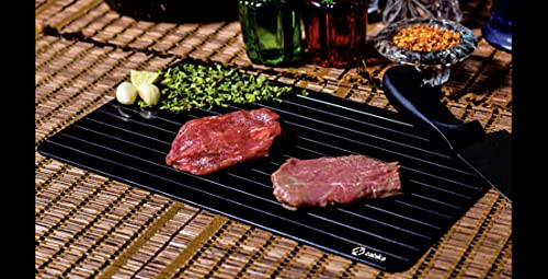 Zabika Defrosting Tray (Largest Size) for Rapid thaw - Best Kitchen thawing Tray - Safe to defrost Meat Frozen Food Pork chops, Lamb ch
