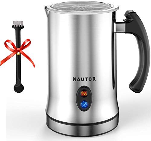 nautor KITCHB07DNR5WYH Milk Frother, Electric Milk Frother with Hot or Cold  Functionality, Foam Maker, Silver Stainless Steel, Automatic Milk Frother a