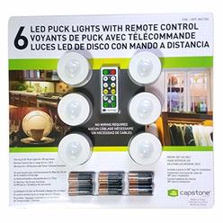 Capstone 6 Led Wireless Puck Lights With Remote Control, White