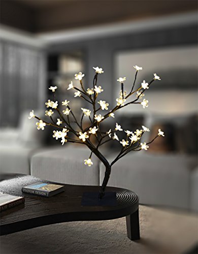 Lightshare 18 Inch Cherry Blossom Bonsai Tree, 48 Led Lights, 24V Ul Listed Adapter Included, Metal Base, Warm White Lights, Ide