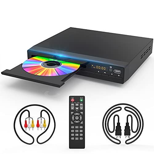 Tojock Dvd Player With Hdmi Av Output, Dvd Player For Tv, Contain Hd With Av Cable/ Remote Control/ Usb Input, All Region Support Home 