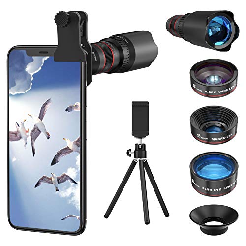 Bevriezen zal ik doen presentatie Selvim Phone Camera Lens Phone Lens Kit 4 In 1, 22X Telephoto Lens, 235°  Fisheye Lens, 0.62X Wide Angle Lens, 25X Macro Lens, Co