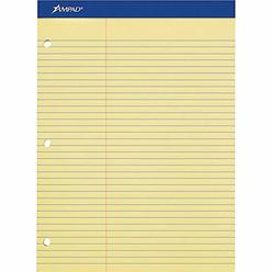 Ampad 20245 Double Sheets Pad, Law Rule, 8 1/2 x 11 3/4, Canary, 100 Sheets