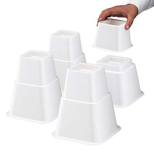 Define Essentials Heavy Duty Multi Height Bed Risers And Lifts Adjustable To 8 5 Or 3 Inch Heights White Heavy Duty Multi Height Bed Risers, Can You Use Bed Risers On An Adjustable