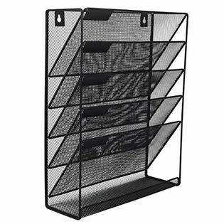 EasyPAG Mesh File Organizer 5 Tier Black Wall Mount ...