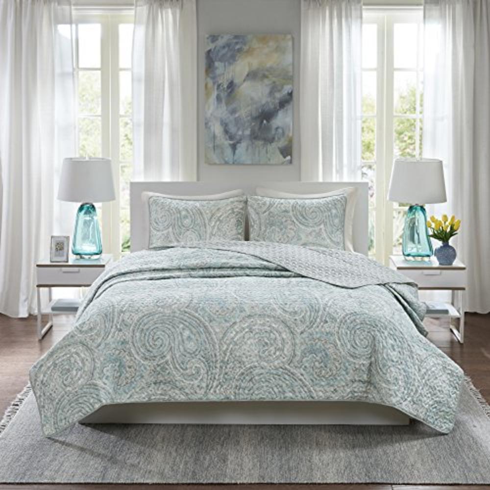 Comfort Spaces Paisley Design, Double Sided Quilting All Season, Lightweight, Coverlet Bedspread Bedding Set, Matching Shams, Ki