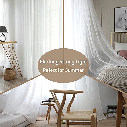 Anjee White Sheer Curtains 96 Inches Length 2 Panels Rod Pocket Voile Curtain Semi For Bedroom Living Room Dining Anjee White Sheer Curtains 96 Inches, White Sheer Curtain Panels 96 Inches Long